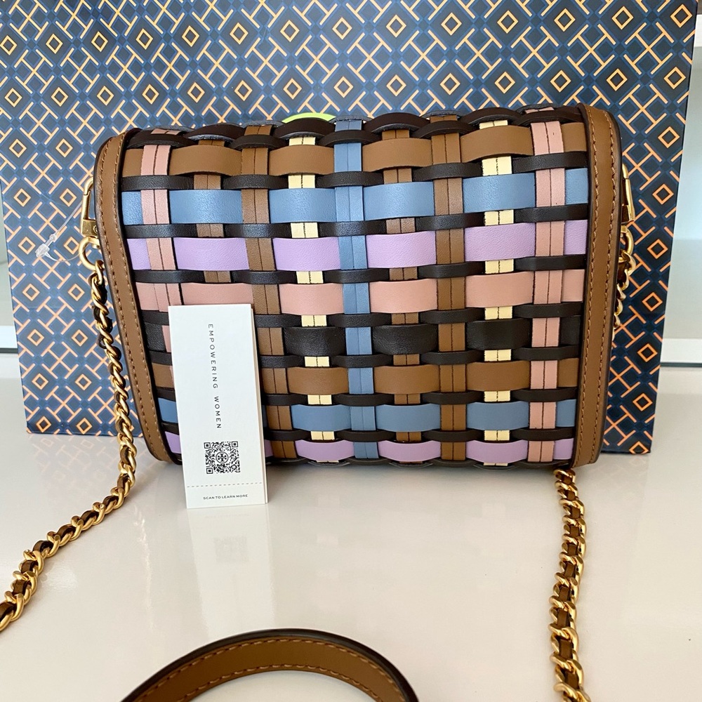 🚫SOLD🚫🏅NEW🏅🌈Tory Burch Britten Woven chain wallet bag/crossbody bag - Picture 3 of 10
